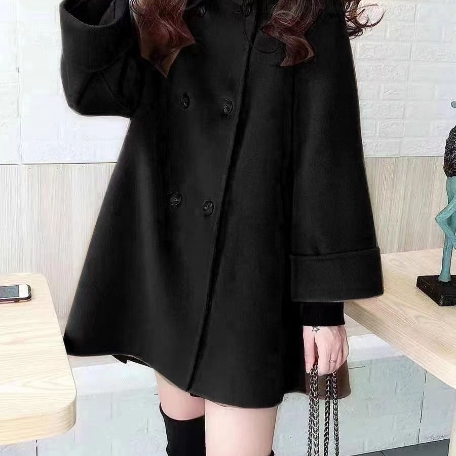 秋冬新款双面羊绒大衣女韩版宽松显瘦双排扣高档小香风羊毛呢外套