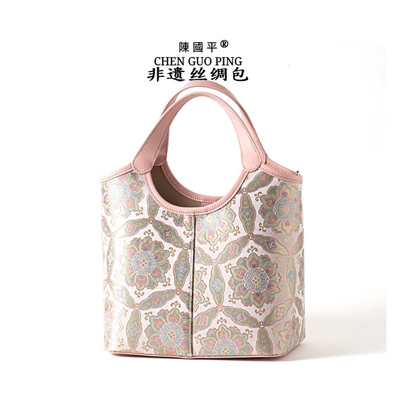 非遗宋锦麒麟牡丹真皮手拎包单肩斜挎包菜篮子包新中式送长辈妈妈,箱包皮具/热销女包/男包,通用款女包,淘宝优惠券,粉丝福利购,淘宝优惠卷