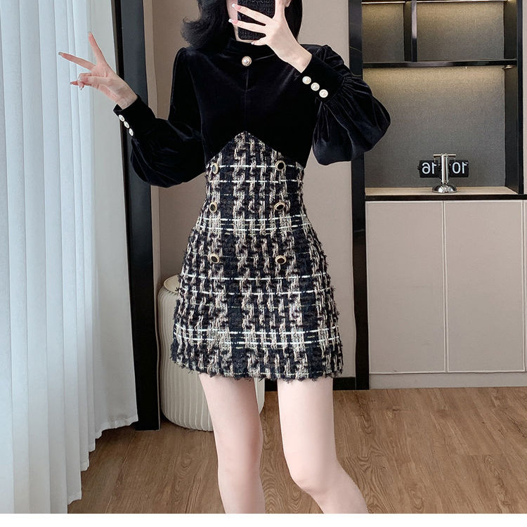法式小香风连衣裙女秋冬季新款