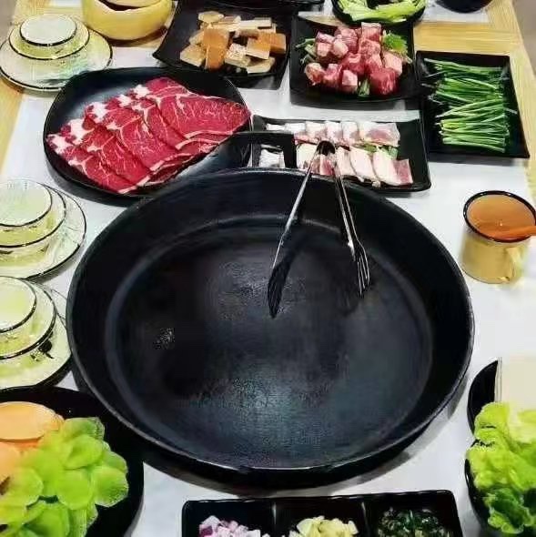 贵州烙锅拱形生铁锅烧烤洋芋不沾生铁平底炸土豆加厚家用商用罗锅