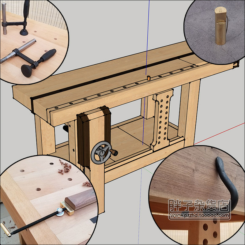 欧式木工桌金属件桌腿夹大手轮腿钳平行支架尾钳木工桌DIY制作,五金/工具,桌虎钳,淘宝优惠券,粉丝福利购,淘宝优惠卷