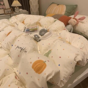 简约萌系可爱卡通小清新全棉四件套纯棉被套床单床上用品 ins时尚