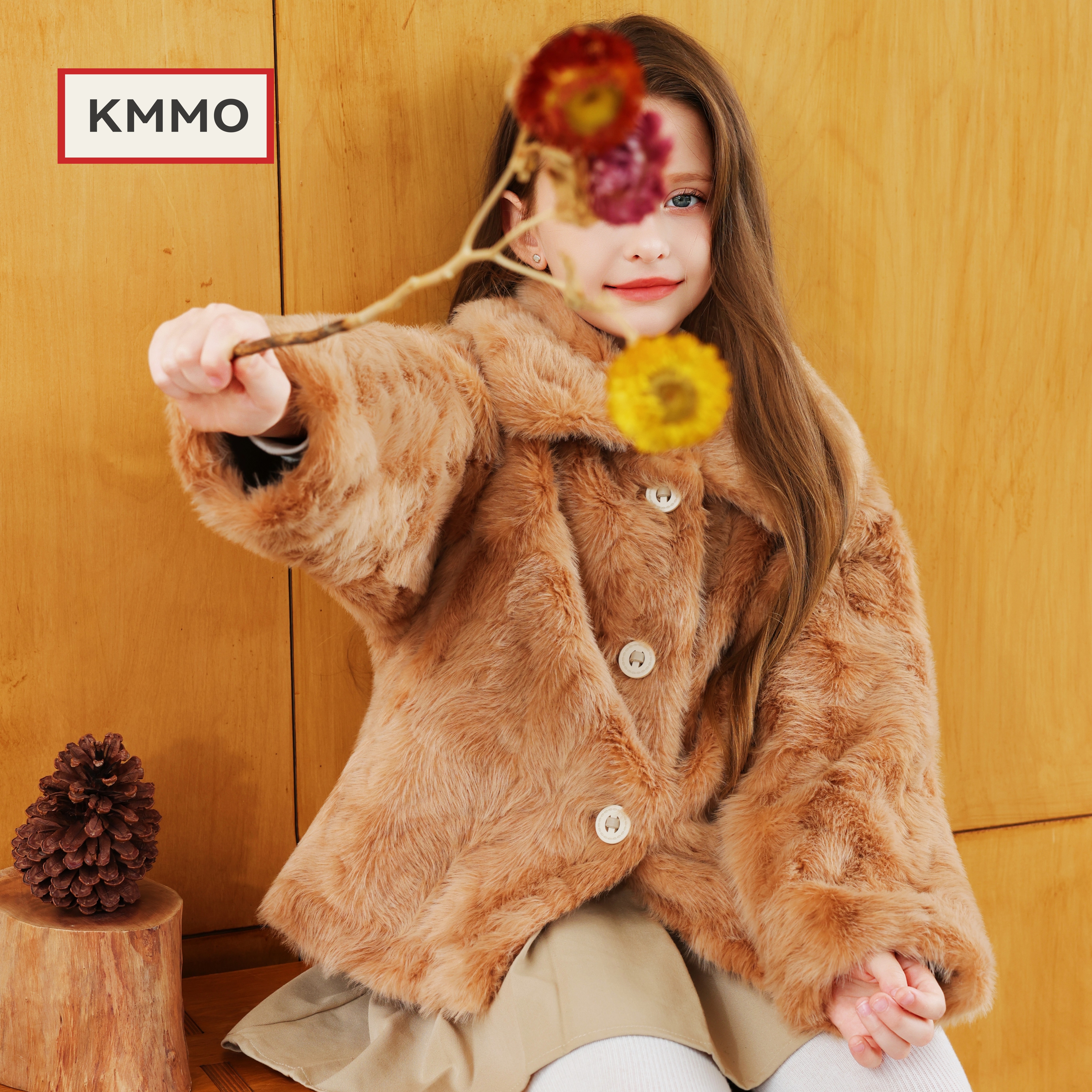 KMMO女童冬季加厚保暖毛绒外套