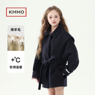 KMMO儿童呢子外套2025新款冬季女童双面羊绒大衣短款加厚羊毛童装
