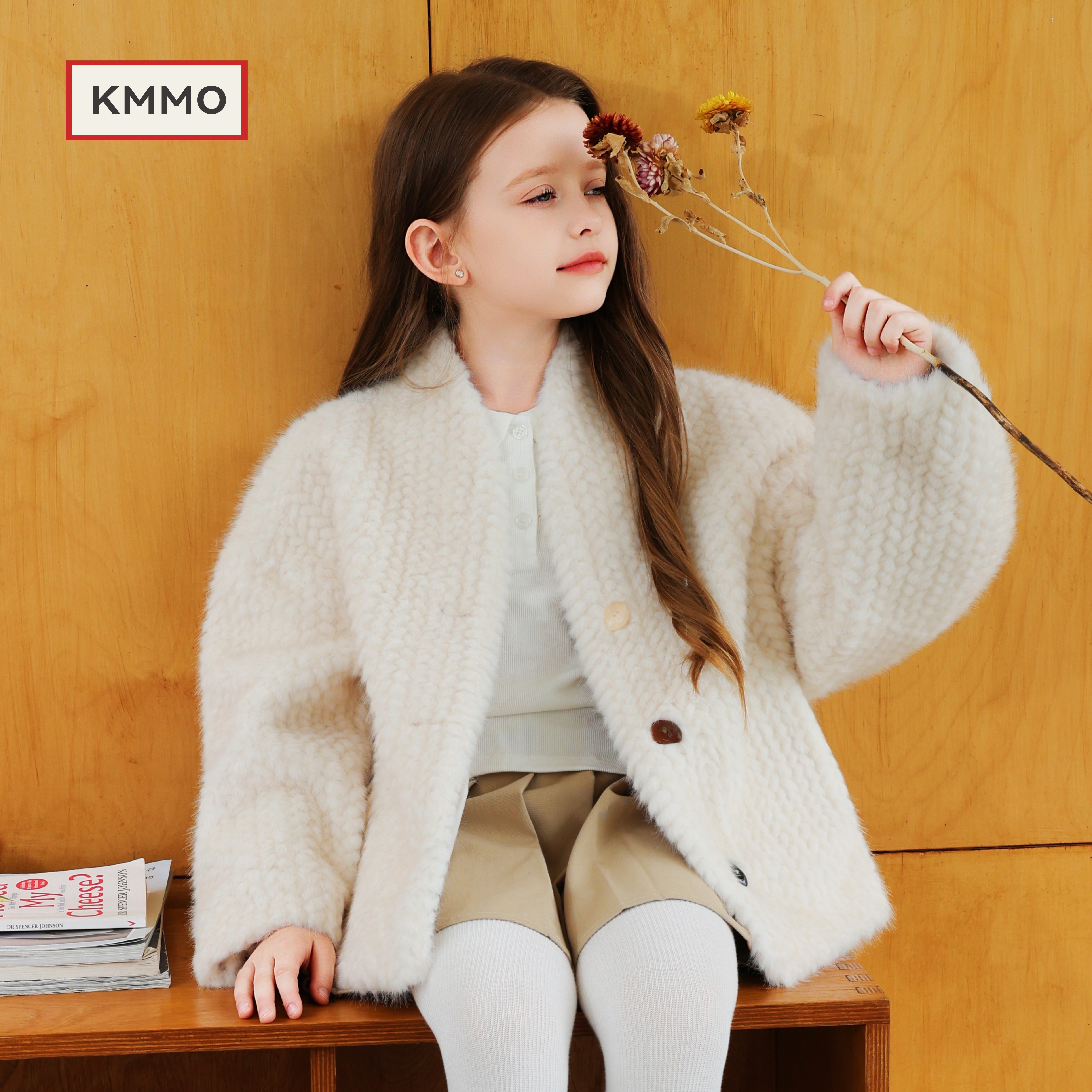 KMMO女童皮草外套2026秋冬新款小香风加厚保暖儿童毛毛大衣慵懒风