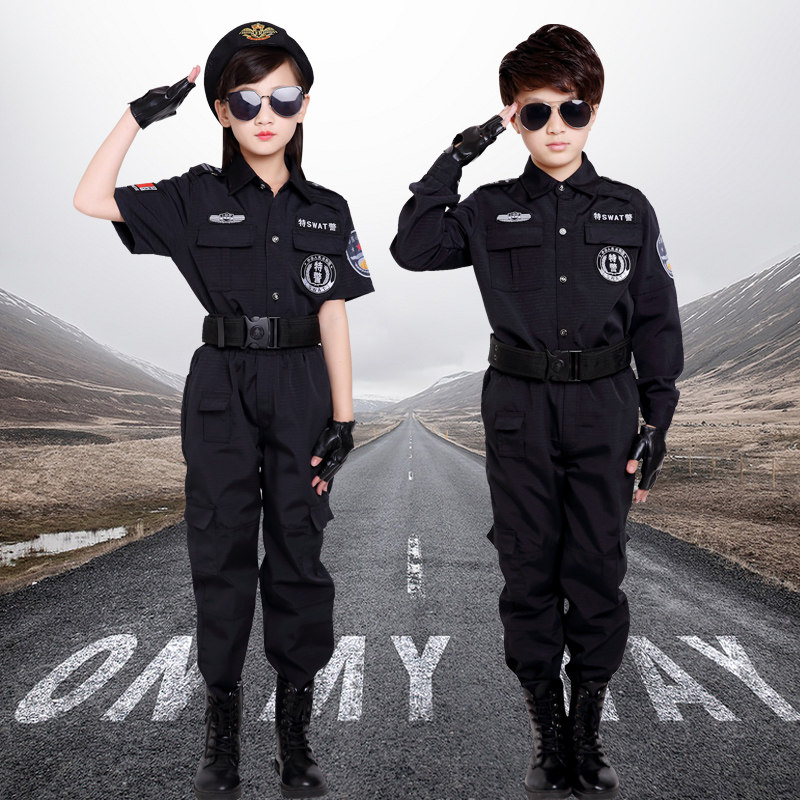 儿童小特警服套装军装舞蹈警官服男女童警察警长特种兵合唱演出服
