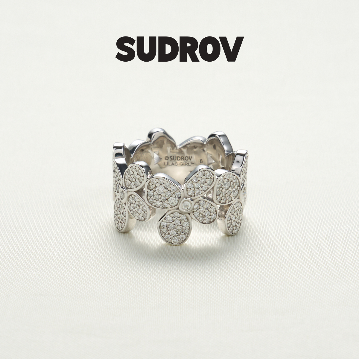 SUDROV素觉莫桑石丁香花戒指