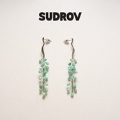 SUDROV素觉耳环祖母绿原石耳坠银耳饰新中式 耳钉女生日新年礼物
