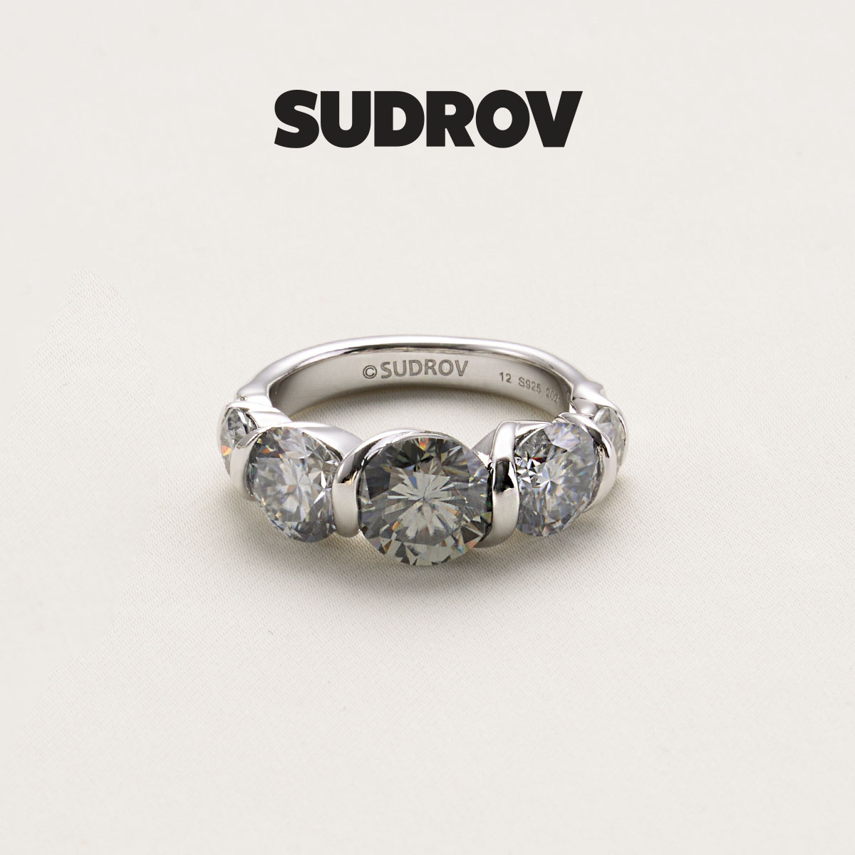 SUDROV素觉轻奢莫桑石戒指女