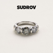 SUDROV素觉莫桑石精致戒指轻奢独特高级镶钻指环求婚钻戒生日礼物