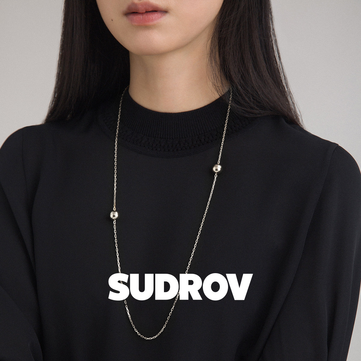 SUDROV素觉项链 个性设计高级感百搭925银平衡珠项链女锁骨链潮
