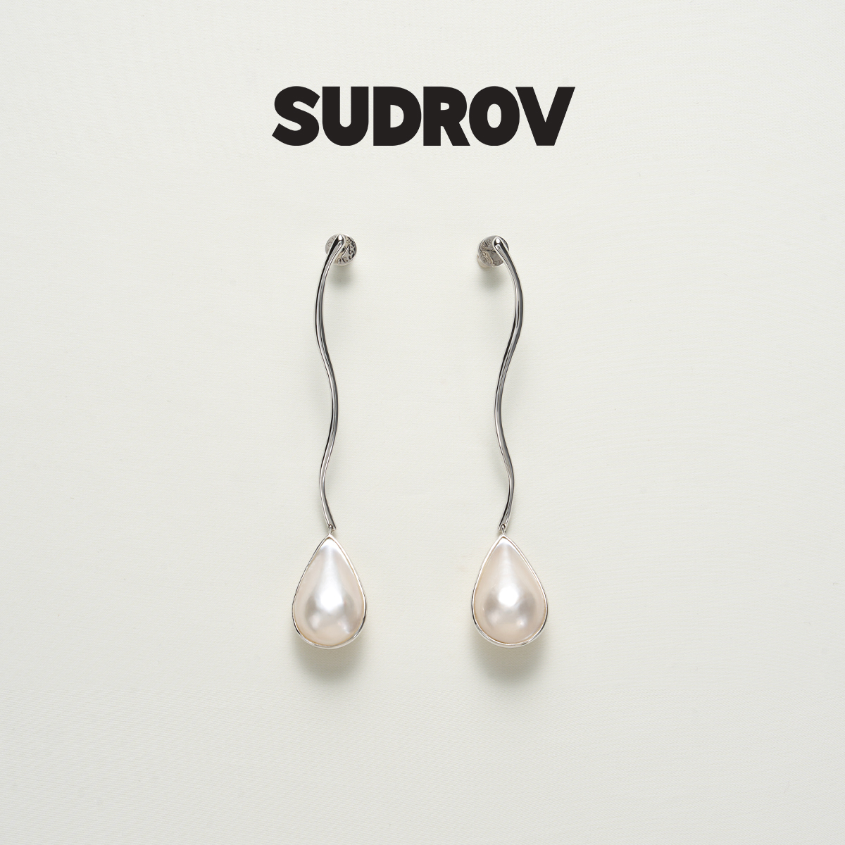 SUDROV素觉水滴形马贝长款耳坠