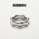 SUDROV素觉戒指新中式 设计纯银竹节复古个性 指环食指戒潮情侣对戒