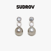 W光不炽烈但恒久 SUDROV 素觉2025F 莫桑石黑珍珠高级感耳坠耳钉