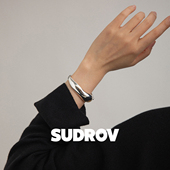 SUDROV素觉手镯 简约不规则设计高级感925银轻奢时尚 银镯子女
