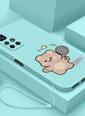 适用于红米note11手机壳Redminote11se保护套11Epro个性创意男女款11R打球熊11Tpro网红直边全包防摔软壳