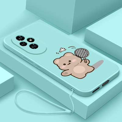 适用华为荣耀200手机壳直边打球熊honor200pro保护套新款液态硅胶二百超薄冷淡风女款ELP-AN00镜头全包防摔