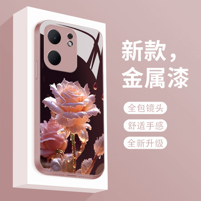 绽放玫瑰适用oppoa5x手机壳新款液态玻璃OPPOA5X保护套A五叉镜头全包防摔PKW110时尚个性创意女款
