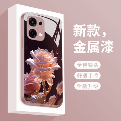 绽放玫瑰适用oppoa6pro手机壳新款液态玻璃OPPOA6 MAX保护套0pp0a6gt镜头全包防摔A6i时尚个性创意女款