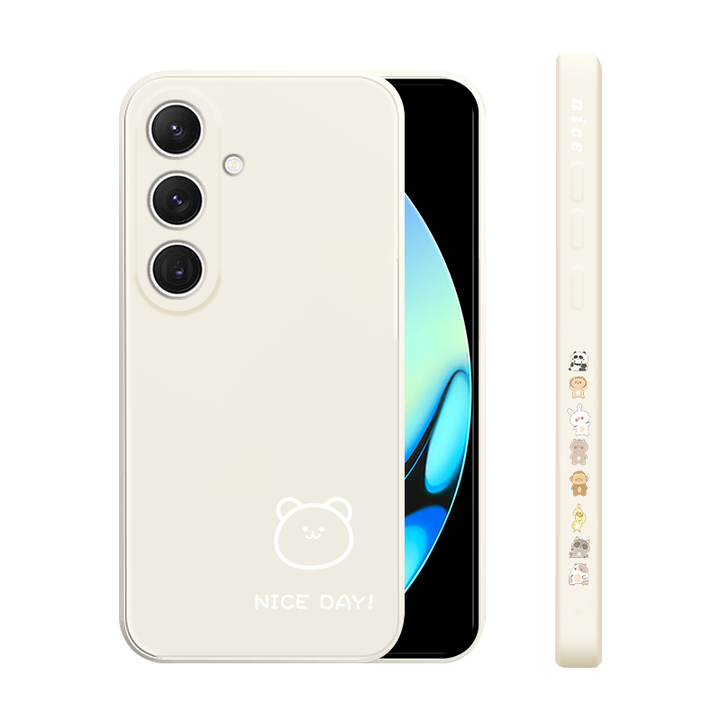 适用三星s24十手机壳新款液态硅胶Galaxys24+个性简约线条小熊小兔盖乐世s24ultra全包防摔Samsung潮牌男女款
