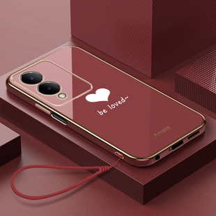 适用vivoy36手机壳女款viviy36i新款手机套时尚爱心V2318A电镀硅胶5g软套全包超薄防摔网红v1v0y36m外壳