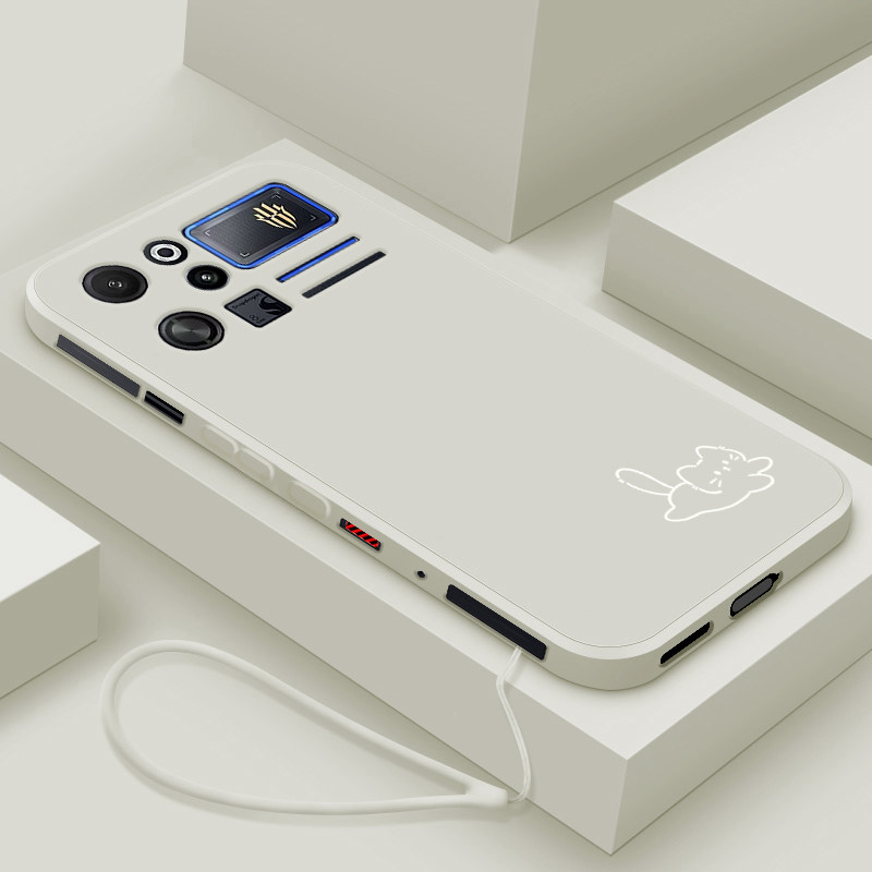 线条小猫适用努比亚红魔12pro+手机壳新款红魔12Pro十液态硅胶保护套Nubia高级防摔女款NX819J全包简约软壳