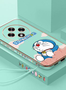 适用oppoa3iplus手机壳新款电镀直边A3iPlus保护套卡通创意叮当猫0pp0a3iplus时尚超薄防摔女PKA110全包软壳