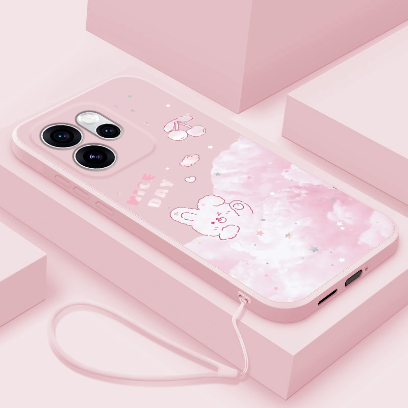 适用opporeno15手机壳液态新款Reno15Pro硅胶保护套reno15c超薄女款云中小兔PLV110‌‌全包防摔软壳