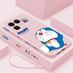 适用realmeneo8手机壳叮当猫真我NEO8液态硅胶保护套卡通女款RMX8899高级时尚防摔OPPO全包简约软壳