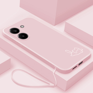 线条小猫适用红米turbo5手机壳液态硅胶小米turbo5max保护套TurBo5Max高级时尚防摔女款Redmi全包简约软壳