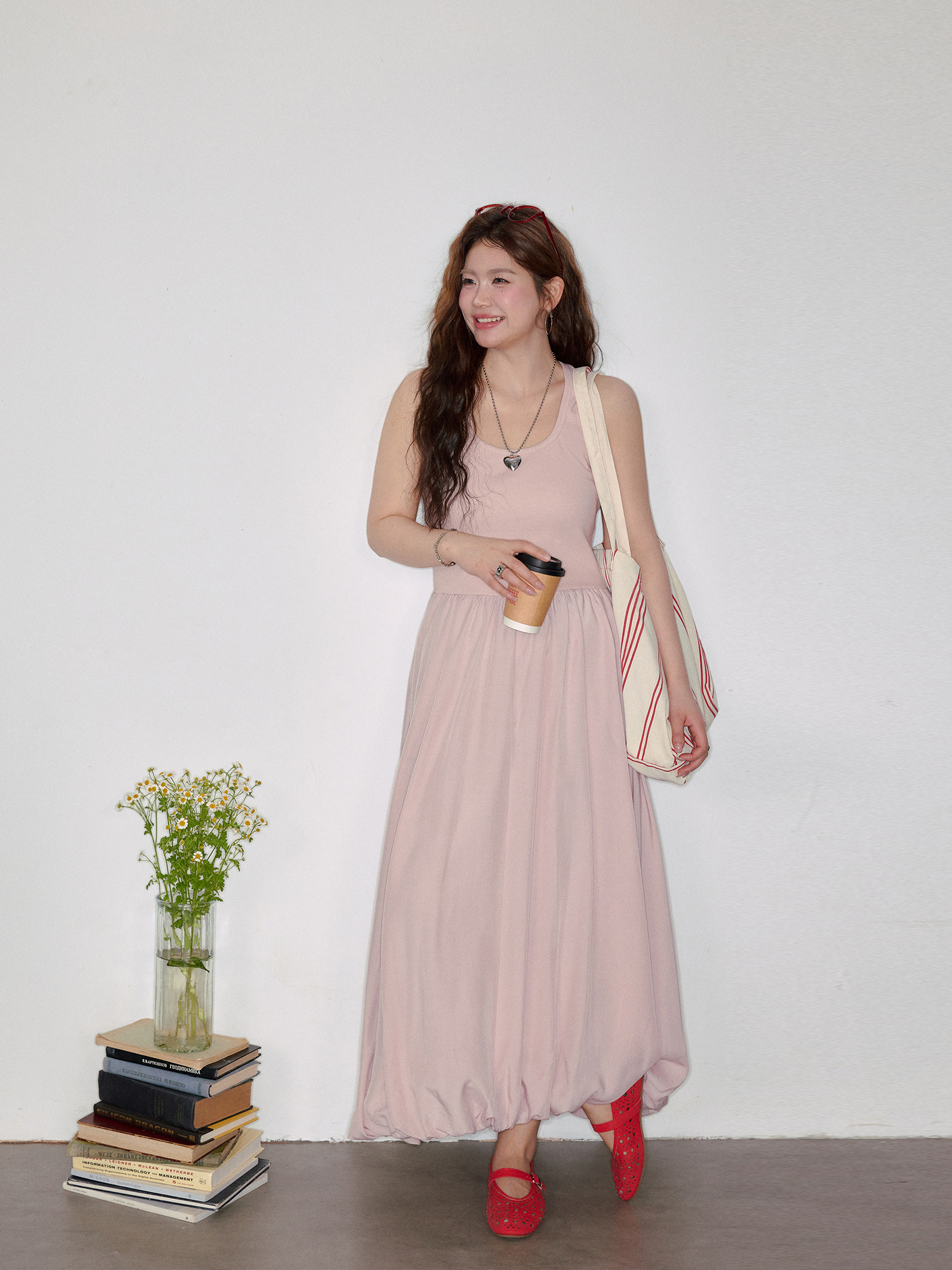 Plus-Size Women's Clothing Plus Size Ladies Slim Looking Tank Top Dress Cool and Gentle Style Summer A-Line Long Dress