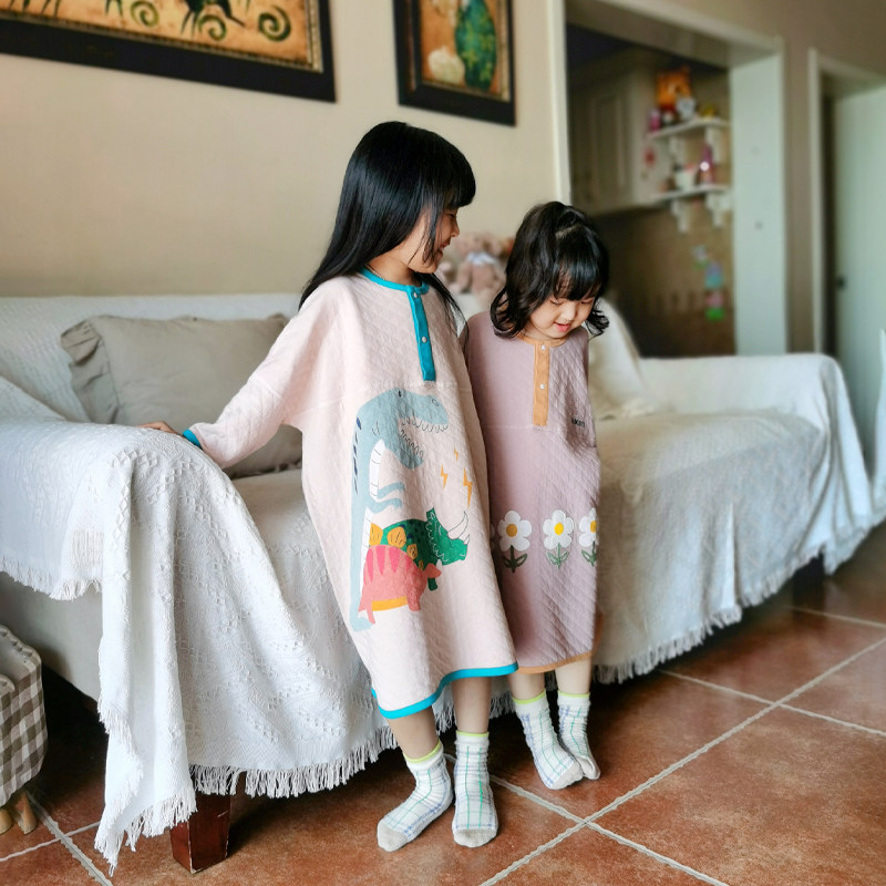 小花朵之闪电恐龙 宝宝睡衣睡袍 双层纯棉 防踢被 呼西贝涵禹设计