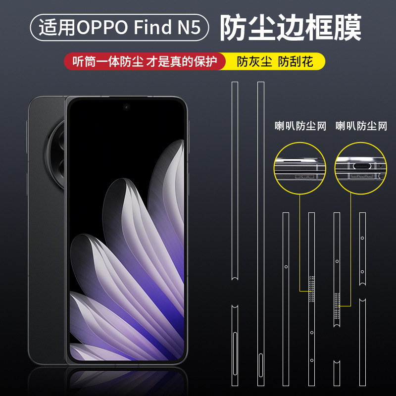 适用oppo Find N5边框膜findn5手机膜oppoFindN5折叠屏典藏版保护膜贴膜高清防尘侧面侧边N5四周防刮花全包边