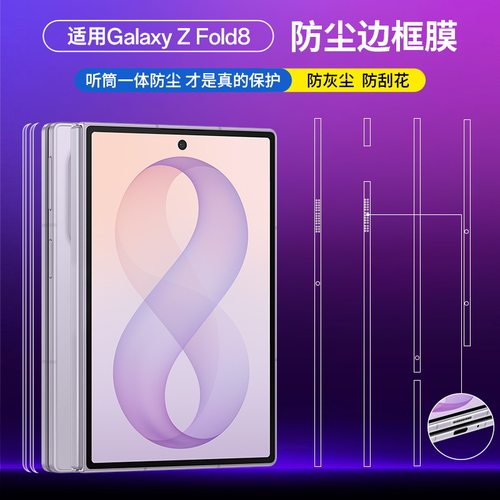 适用三星Z fold8/7/6边框膜zfold8Ultra钢化膜折叠屏w26侧边膜手机贴膜w25水凝外屏铰链中轴高清背膜防尘贴膜