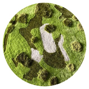 绿色草地圆形森林地毯卧室简约儿童房设计师创意苔藓展台艺术毯