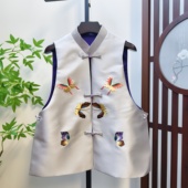 改良款 秋季 中式 夏姿陈风格 定制刺绣复古旗袍马甲小背心女 新款