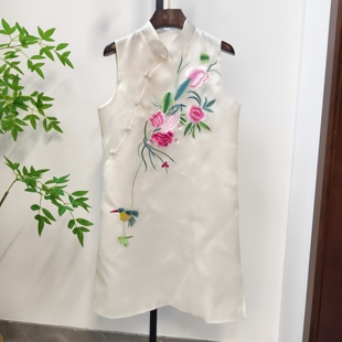 背心裙 A字旗袍连身裙 春夏新品 吉祥ZHAI系类前后重工刺绣改良版