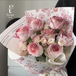 苔米 繁花复古艺术纸午后红茶花束鲜花包装纸花艺礼物材料包花纸