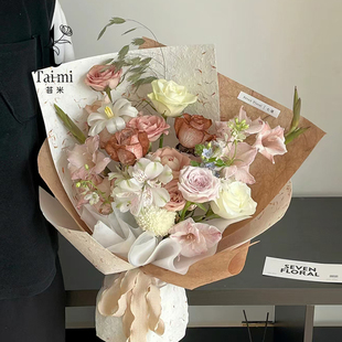 苔米麻丝纸复古鲜花包装纸 高质感轻奢艺术纸花束包花纸花艺材料
