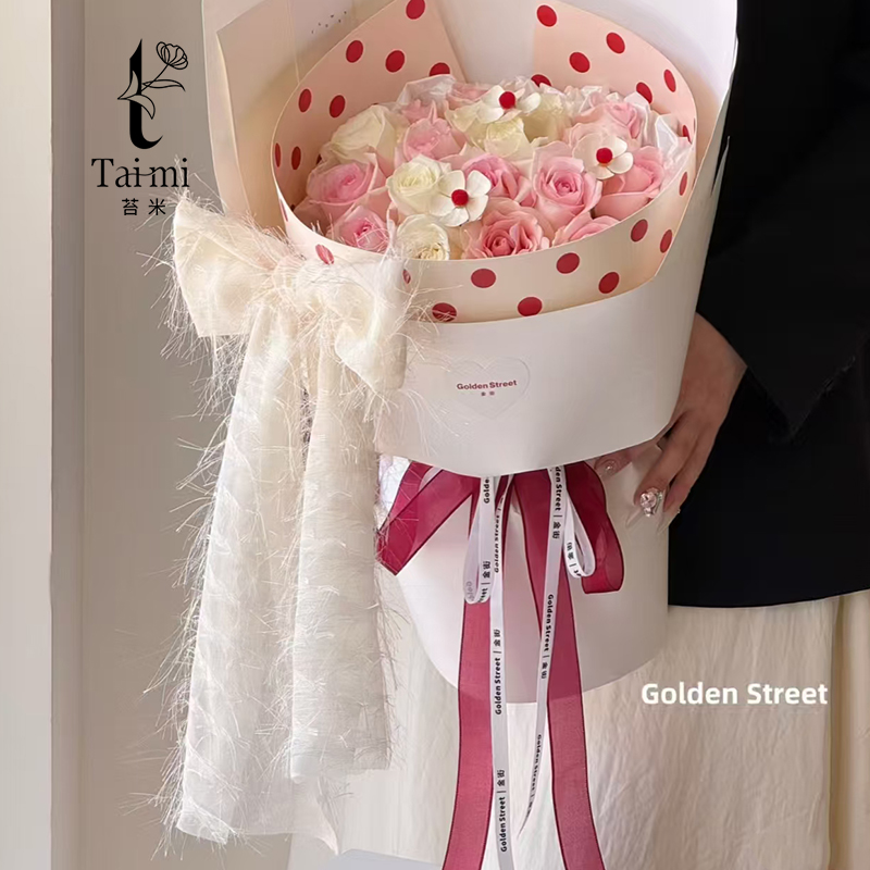 520法式流苏纱布料花束包装diy