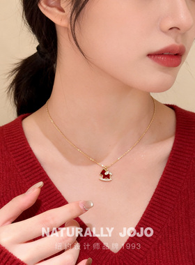 马上有钱本命年生肖马红色项链