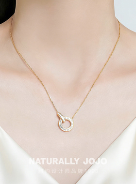 环环相扣双环项链女三色可选