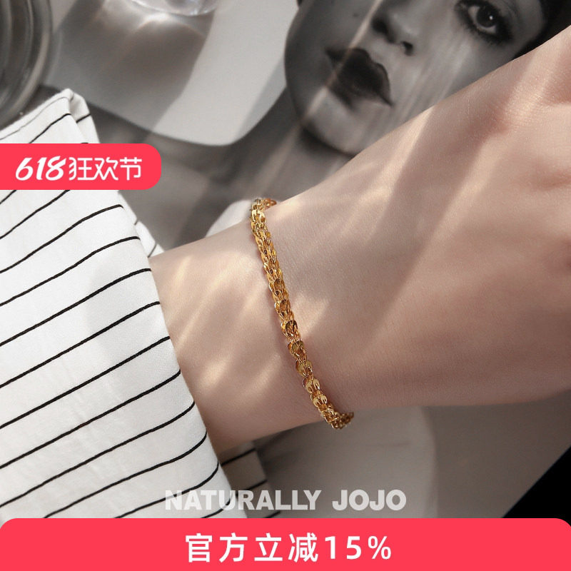 14K金色凤尾手链女ins轻奢小众设计精致气质素链高级感闺蜜手饰品