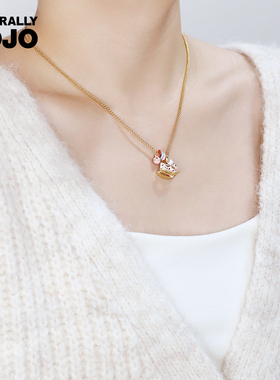 珐琅滴釉木马吊坠钛钢项链女小众设计感气质时尚颈链新款潮锁骨链