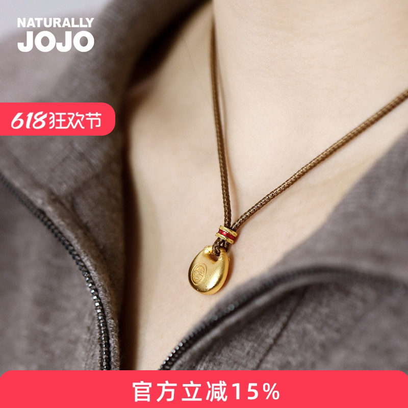 古法沙金色小胖福金坨吊坠项链女生复古国风小众设计高级感毛衣链