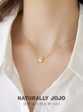 S925纯银柠檬硬糖锆石项链女生轻奢小众设计高级感颈链气质锁骨链
