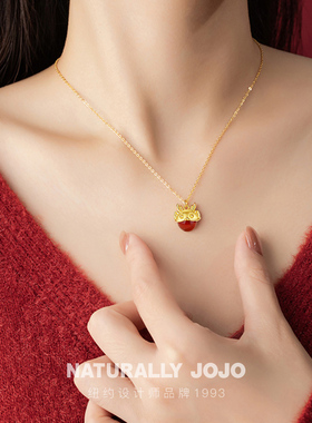 萌龙红玛瑙纯银项链女