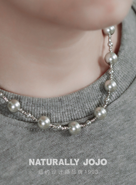 法式时髦满天星仿珍珠项链女生锁骨链轻奢小众设计高级感气质颈链