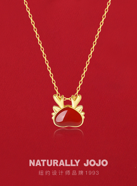 龙年本命年纯银红玛瑙龙项链女