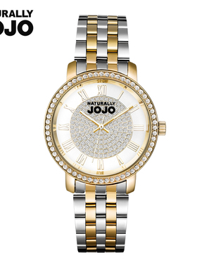 JOJO手表真皮防水女表时尚潮流休闲精钢带女士手表皮带石英手表女